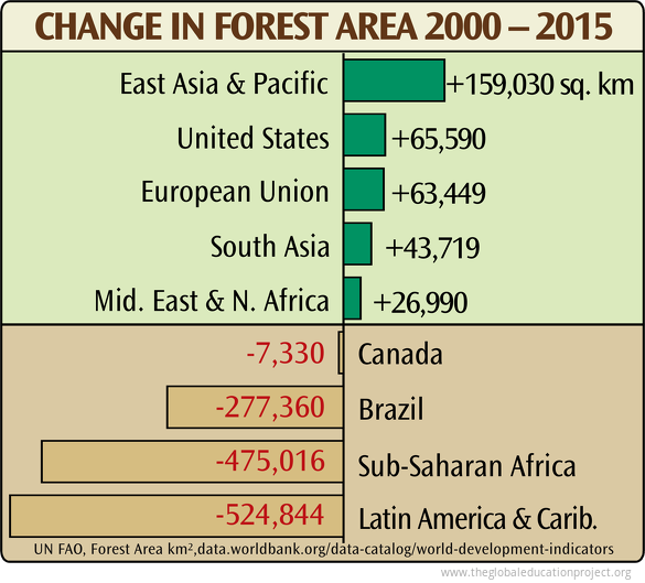 Change in Forest Area by Region Change in Forest Area by Region
