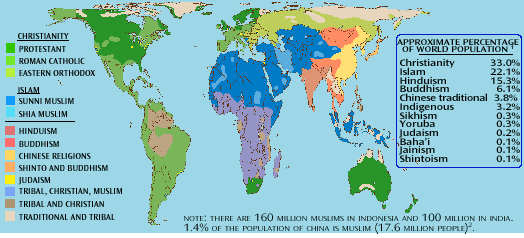 Map: "Modern Distribution of World Religions", 