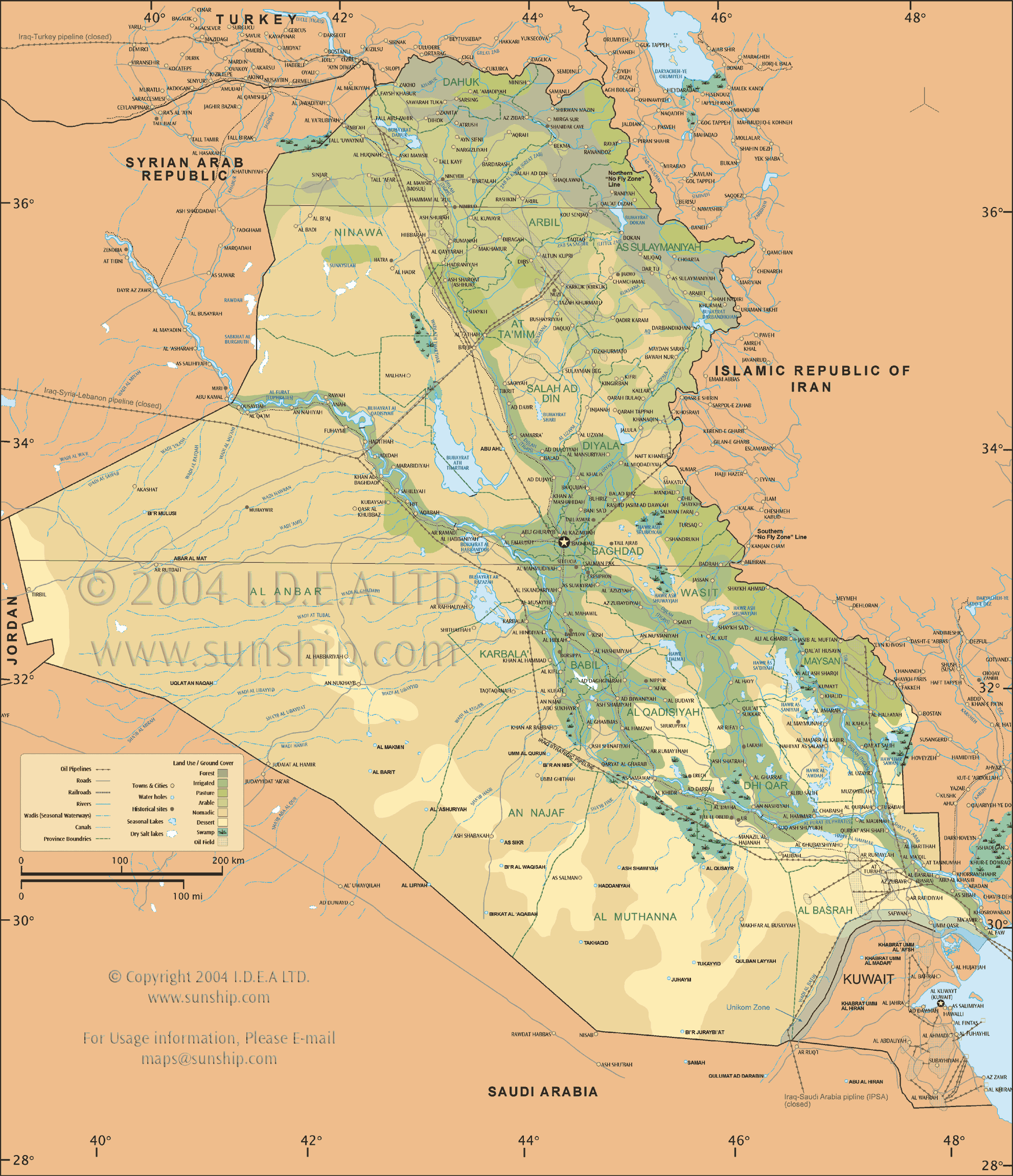 Maps of the Middle East - Iraq - 2004