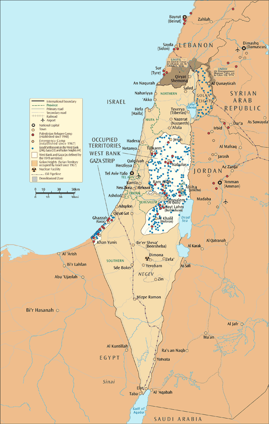 Israel and the Occupied Territories Map