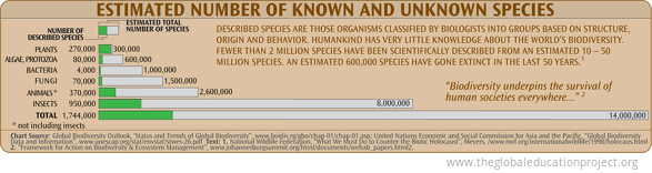 Chart of Estimated Number of Known And Unknown Species - The Global ...