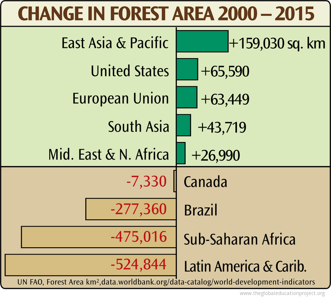 Change in Forest Area by Region